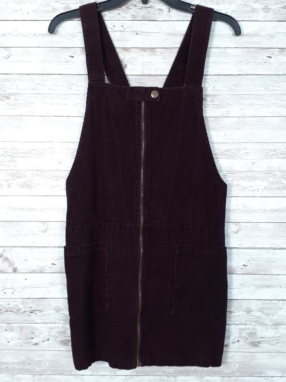 Forever 21 Corduroy Overall Dress Small Front Zip Pockets 18B
